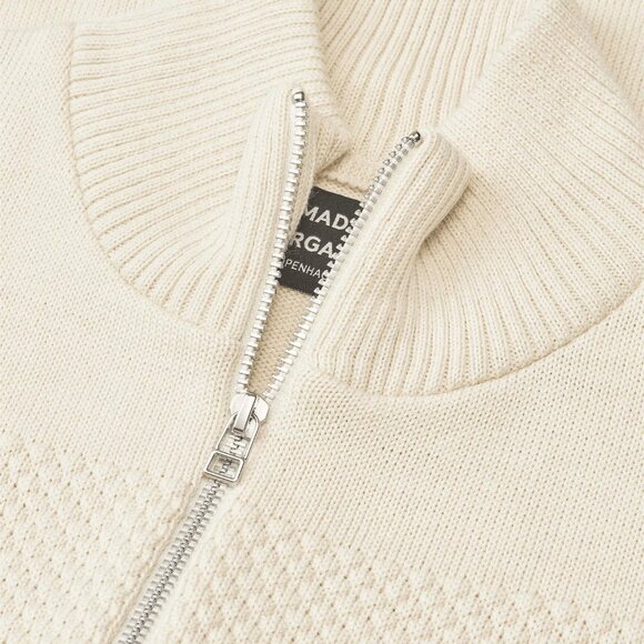 Mads Norgaard Wool Klemens Zip Knit (Vanilla Ice) - Picture 10 of 10